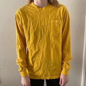 Los Angeles Apparel 6.5 ounce yellow long sleeve cotton shirt w/ chest pocket